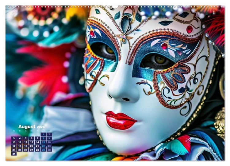 Produktbild: MASKEN - poetisch und vertr&auml;umt (hochwertiger Premium Wandkalender 2026 DIN A2 quer), Kunstdruck in Hochglanz