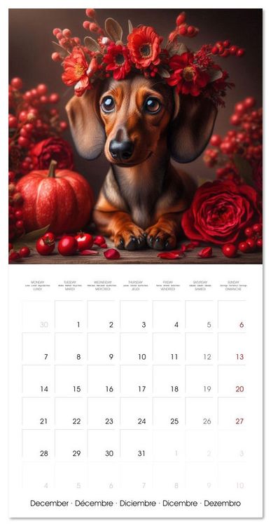 Produktbild: Dachshund Joy and Flower Beauty (Wall Calendar 2026 12 &times; 12 Inch) CALVENDO 12 Month Wall Calendar