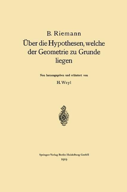 Produktbild: &Uuml;ber die Hypothesen, welche der Geometrie zu Grunde liegen