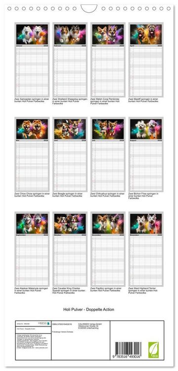 Produktbild: Familienplaner 2026 - Holi Pulver - Doppelte Action mit 5 Spalten (Wandkalender, 21 x 45 cm) CALVENDO