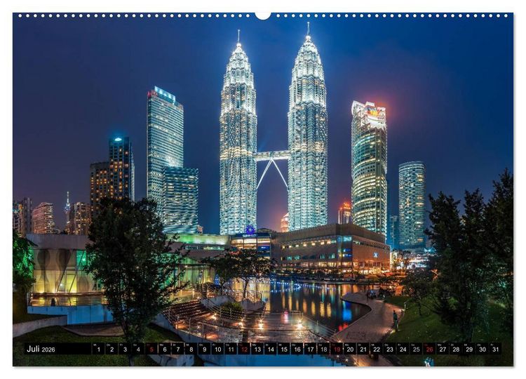 Produktbild: St&auml;dte S&uuml;dostasiens - Singapur & Kuala Lumpur (Wandkalender 2026 DIN A2 quer), CALVENDO Monatskalender