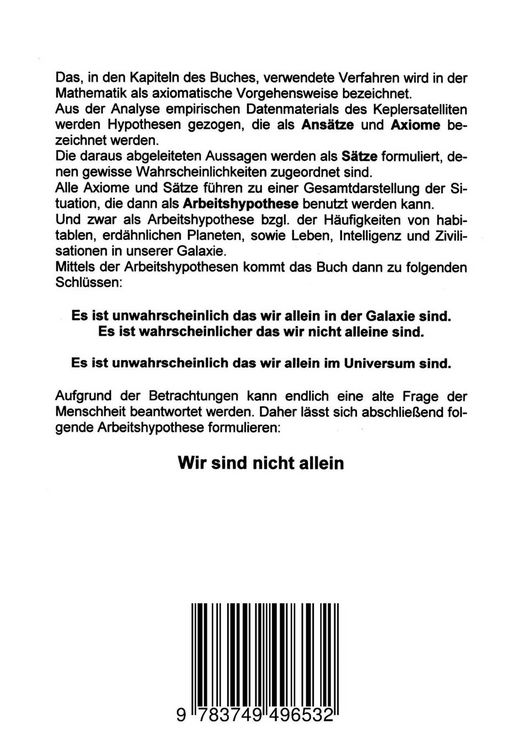 Produktbild: Wahrscheinlichkeiten in der Galaxie f&uuml;r Leben, Intelligenz und Zivilisation