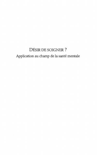 Produktbild: Desir de soigner ? - application au champ de la sante mental