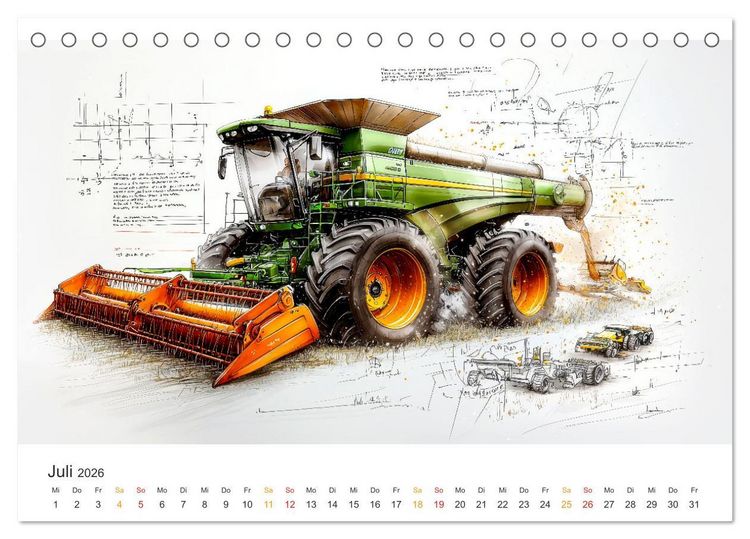 Produktbild: M&auml;hdrescher - Design Studien (Tischkalender 2026 DIN A5 quer), CALVENDO Monatskalender