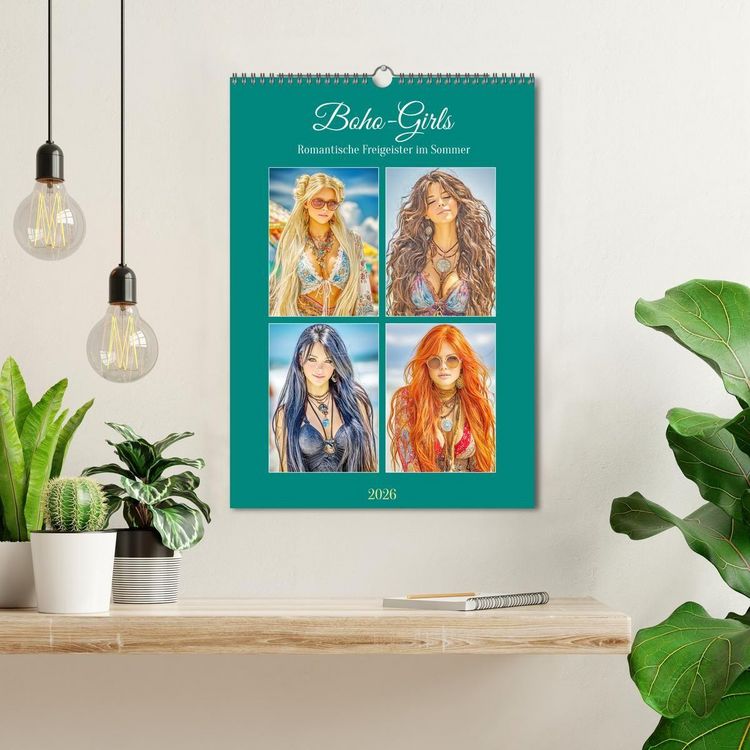 Produktbild: Boho-Girls. Romantische Freigeister im Sommer (Wandkalender 2026 DIN A3 hoch), CALVENDO Monatskalender
