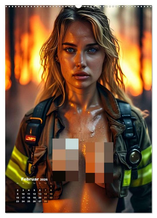Produktbild: Hei&szlig;e Feuerheldinnen - Verf&uuml;hrerische Feuerwehrfrauen im Dienst der Fantasie (Wandkalender 2026 DIN A2 hoch), CALVENDO Monatskalender