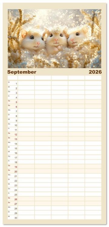 Produktbild: Familienplaner 2026 - Augen wie Kn&ouml;pfe mit 5 Spalten (Wandkalender, 21 x 45 cm) CALVENDO