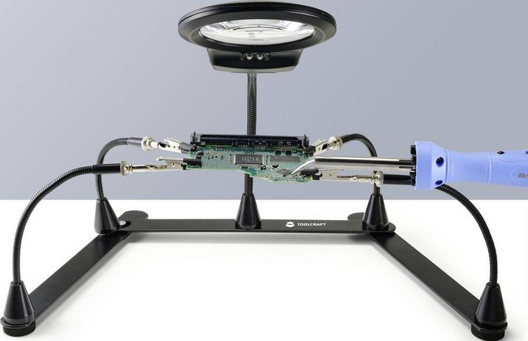 Produktbild: TOOLCRAFT AT-430 Dritte Hand mit Lupe (&Oslash; x H) 90mm x 365mm 1St.