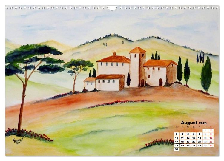 Produktbild: Toskana in Aquarell (Wandkalender 2026 DIN A3 quer), CALVENDO Monatskalender