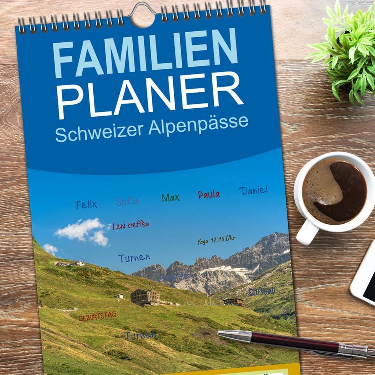 Produktbild: Familienplaner 2026 - Schweizer Alpenp&auml;sse mit 5 Spalten (Wandkalender, 21 x 45 cm) CALVENDO