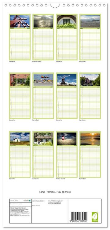 Produktbild: Familienplaner 2027 - Fan&oslash; - Himmel, Hav og mere mit 5 Spalten (Wandkalender, 21 x 45 cm) CALVENDO