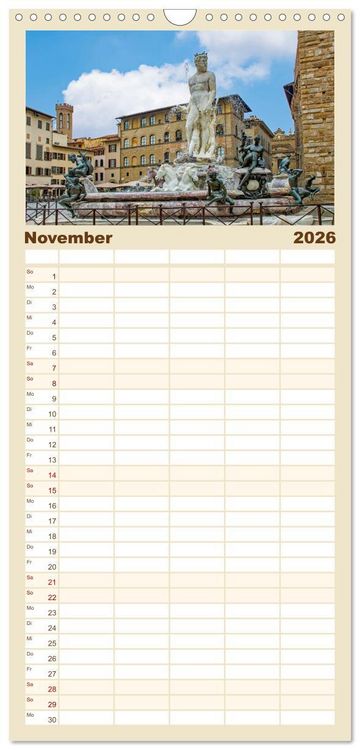 Produktbild: Familienplaner 2026 - Florenz - Impressionen mit 5 Spalten (Wandkalender, 21 x 45 cm) CALVENDO