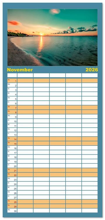 Produktbild: Familienplaner 2026 - Malerische Malediven mit 5 Spalten (Wandkalender, 21 x 45 cm) CALVENDO