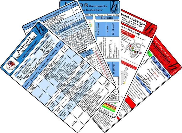 Produktbild: Ambulanz Karten-Set 2025 - EKG, Laborwerte, Notfallmedikamente, Reanimation