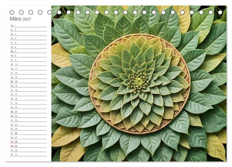 Produktbild: Natural Mandalas - Kraftvolle KI Mandalas aus Naturmaterialien (Tischkalender 2027 DIN A5 quer), CALVENDO Monatskalender