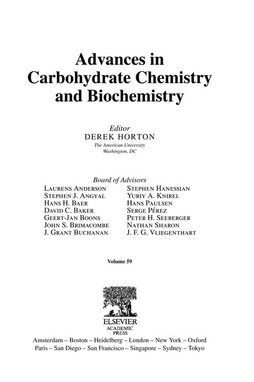 Produktbild: Advances in Carbohydrate Chemistry and Biochemistry