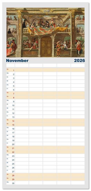 Produktbild: Familienplaner 2026 - Party Time - Das Fest in der Kunst mit 5 Spalten (Wandkalender, 21 x 45 cm) CALVENDO