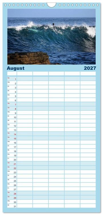 Produktbild: Familienplaner 2027 - Faszination Surfen mit 5 Spalten (Wandkalender, 21 x 45 cm) CALVENDO