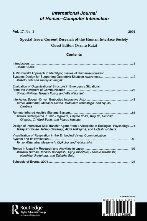 Produktbild: Current Research of the Human Interface Society