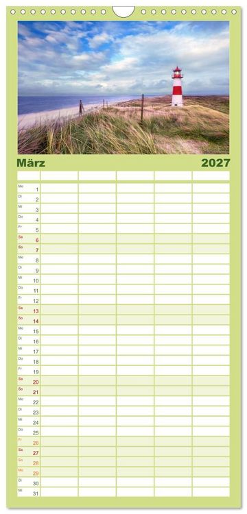 Produktbild: Familienplaner 2027 - SYLT hinter den D&uuml;nen mit 5 Spalten (Wandkalender, 21 x 45 cm) CALVENDO