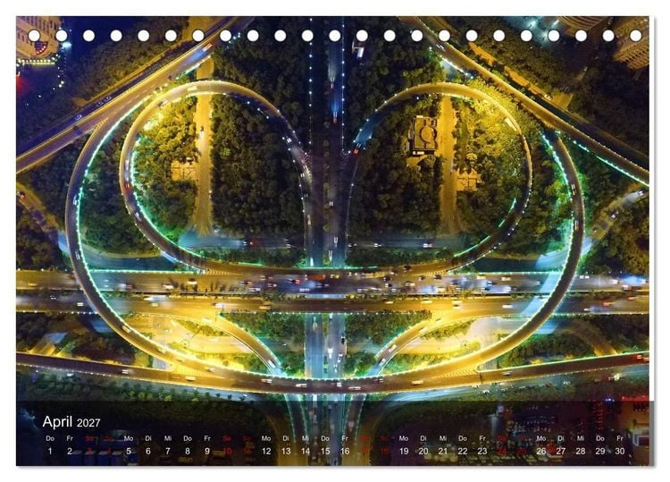 Produktbild: Traffic Lights - Gro&szlig;stadtverkehr der sch&ouml;nsten Metropolen von oben (Tischkalender 2027 DIN A5 quer), CALVENDO Monatskalender