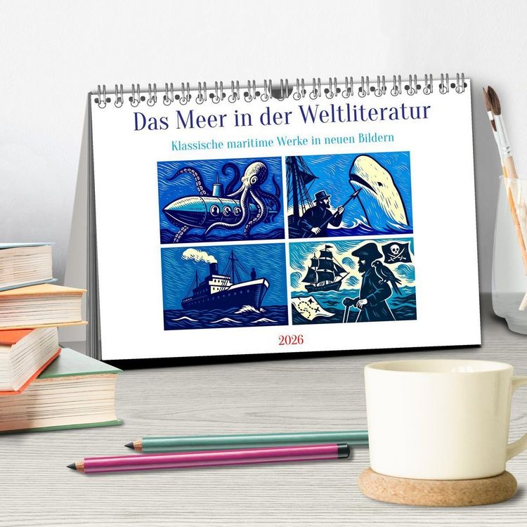 Produktbild: Das Meer in der Weltliteratur (Tischkalender 2026 DIN A5 quer), CALVENDO Monatskalender