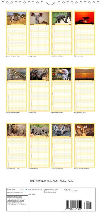 Produktbild: Familienplaner KR&Uuml;GER NATIONALPARK Afrikas Perle (Wandkalender 2022 , 21 cm x 45 cm, hoch)