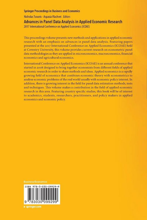 Produktbild: Advances in Panel Data Analysis in Applied Economic Research
