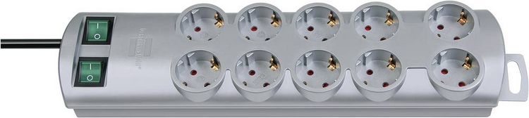 Produktbild: Brennenstuhl 1153390120 Steckdosenleiste mit Schalter 10fach Silber Schutzkontakt 1 St.