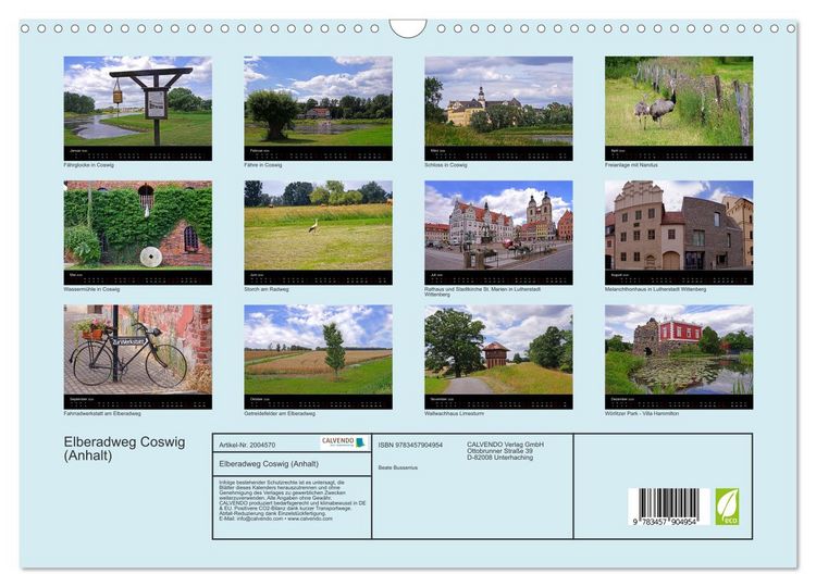 Produktbild: Elberadweg Coswig (Anhalt) (Wandkalender 2026 DIN A3 quer), CALVENDO Monatskalender