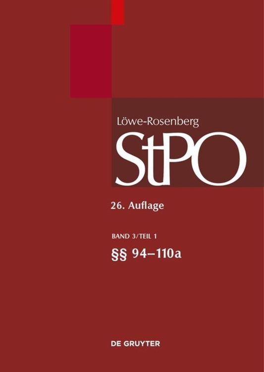 Produktbild: L&ouml;we/Rosenberg. Die Strafproze&szlig;ordnung und das Gerichtsverfassungsgesetz / &sect;&sect; 94-111p