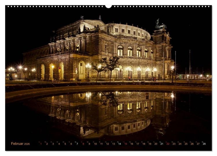Produktbild: Eine Nacht in Dresden (hochwertiger Premium Wandkalender 2026 DIN A2 quer), Kunstdruck in Hochglanz