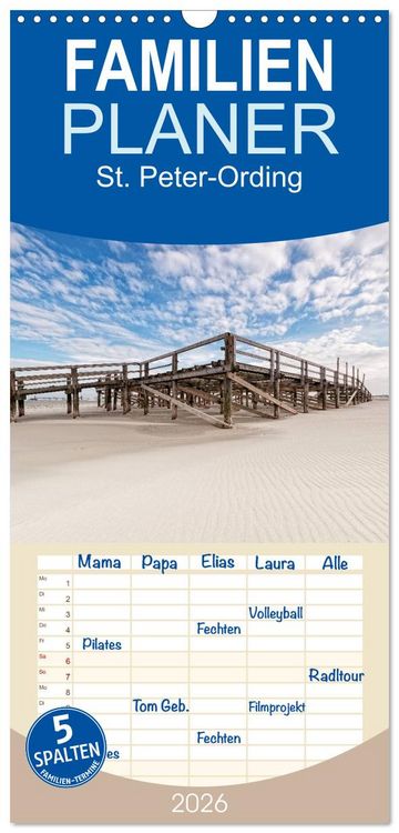 Produktbild: Familienplaner 2026 - St. Peter-Ording mit 5 Spalten (Wandkalender, 21 x 45 cm) CALVENDO
