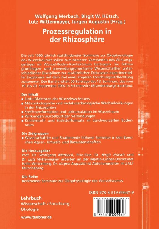 Produktbild: Prozessregulation in der Rhizosph&auml;re