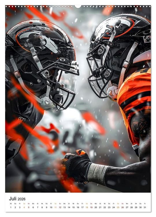 Produktbild: American Football - coole M&auml;nner (hochwertiger Premium Wandkalender 2026 DIN A2 hoch), Kunstdruck in Hochglanz