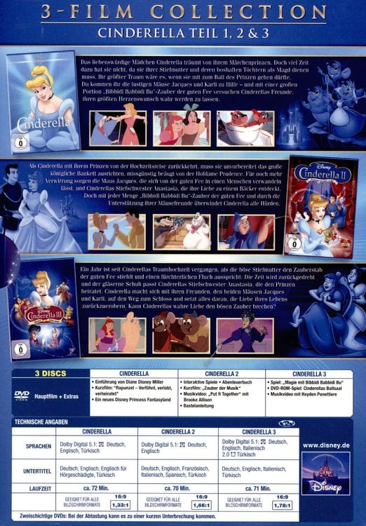 Cinderella - Dreierpack (Disney Classics + 2. & 3.Teil) [3 DVDs]