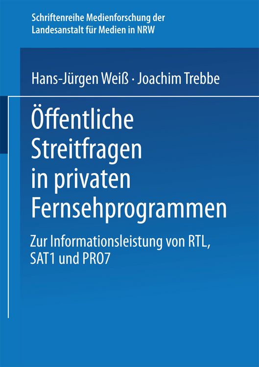 Produktbild: &Ouml;ffentliche Streitfragen in privaten Fernsehprogrammen