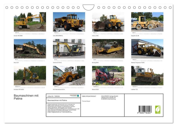 Produktbild: Baumaschinen mit Patina (Wandkalender 2026 DIN A4 quer), CALVENDO Monatskalender