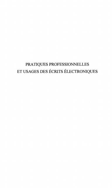 Produktbild: Pratiques Professionnelles Et Usage des Ecrits Electroniques