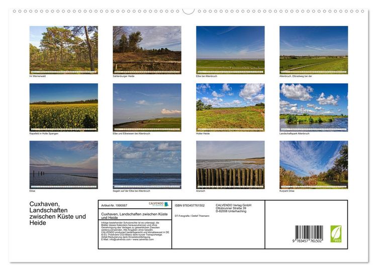 Produktbild: Cuxhaven, Landschaften zwischen K&uuml;ste und Heide (hochwertiger Premium Wandkalender 2026 DIN A2 quer), Kunstdruck in Hochglanz