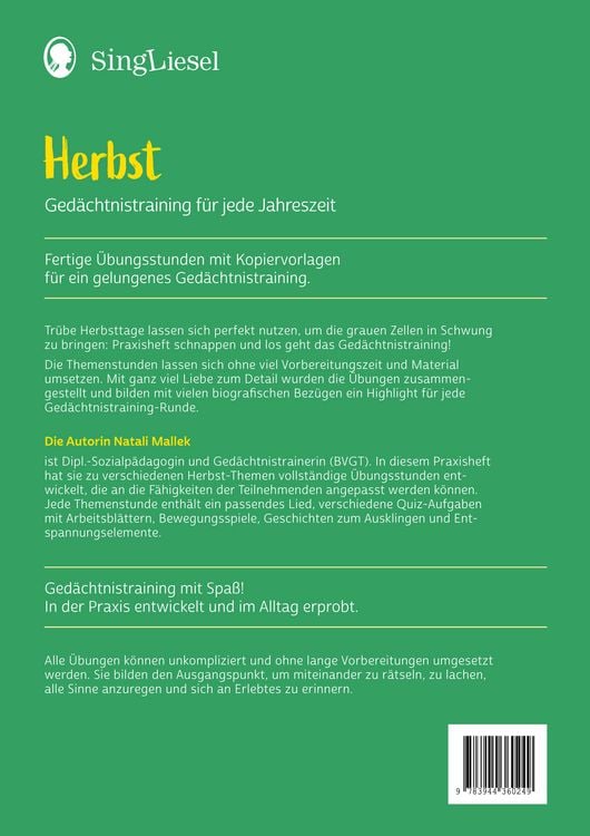 Produktbild: Ged&auml;chtnistraining f&uuml;r jede Jahreszeit - Herbst. F&uuml;r Senioren. Auch mit Demenz. Mit Kopiervorlagen