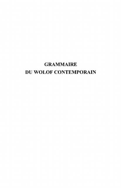 Grammaire du wolof contemporain