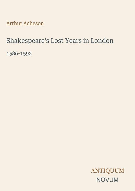 Produktbild: Shakespeare's Lost Years in London