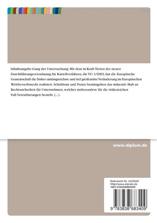 Produktbild: Rechtssicherheit bei Forschungs- und Entwicklungskooperationen nach &Auml;nderung der Durchf&uuml;hrungsvorschriften durch die VO 1/2003