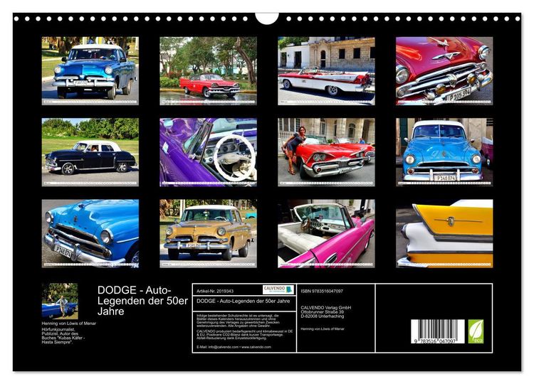 Produktbild: DODGE - Auto-Legenden der 50er Jahre (Wandkalender 2026 DIN A3 quer), CALVENDO Monatskalender