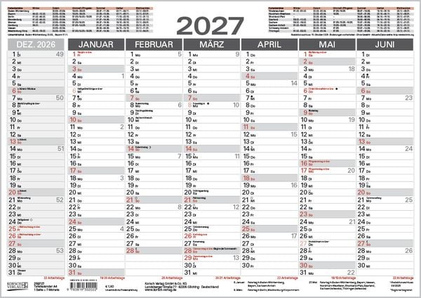 Produktbild: Tafelkalender A4 2027