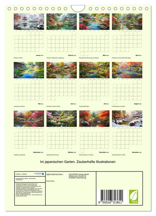 Produktbild: Im japanischen Garten. Zauberhafte Illustrationen (Wandkalender 2026 DIN A4 hoch), CALVENDO Monatskalender