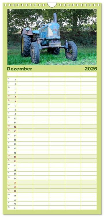Produktbild: Familienplaner 2026 - Rostige alte Traktoren mit 5 Spalten (Wandkalender, 21 x 45 cm) CALVENDO