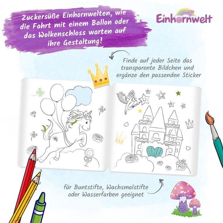 Produktbild: Tr&ouml;tsch Malbuch Stickermalbuch Einhornwelt