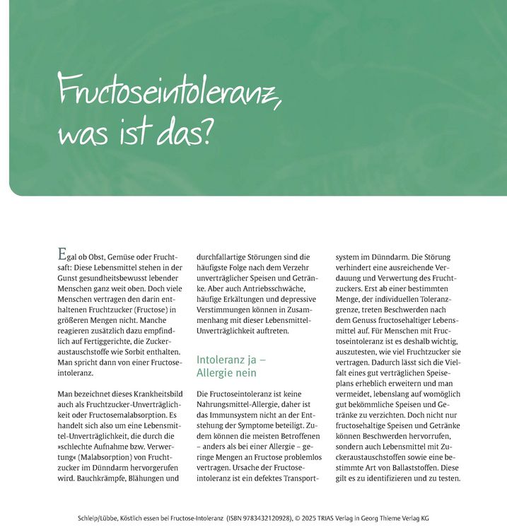 Produktbild: K&ouml;stlich essen Fructoseintoleranz